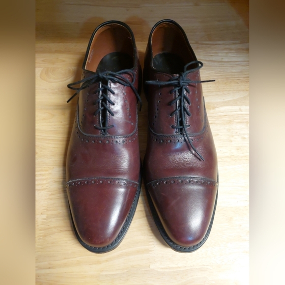 Allen Edmonds Hale Cap Toe Lace Up Oxfords Dress Shoes Burnished Burgundy 9B - Picture 1 of 6